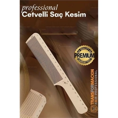 ÇOK SATAN Cetvelli Saç Kesim Tarağı - Berber Kuaför Saç Kesim Tarağı Profesyonel