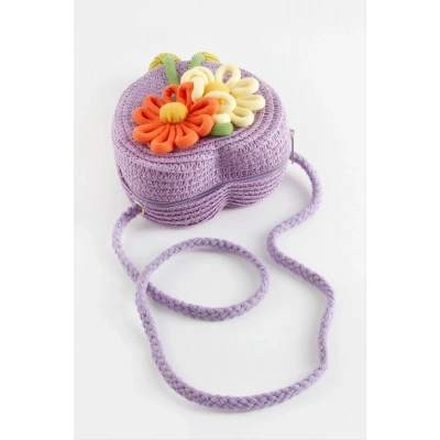 ÇOK SATAN Çiçek Kalp Hasır Çanta