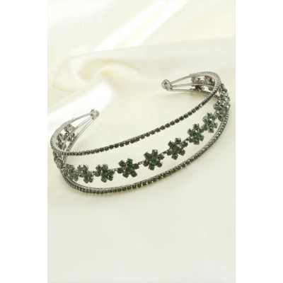 ÇOK SATAN Çiçek Lüks Taşlı Gelin Tacı