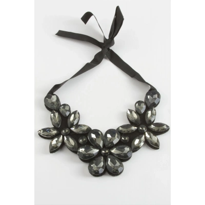 ÇOK SATAN Çiçek Taşlı Yaka Kolye