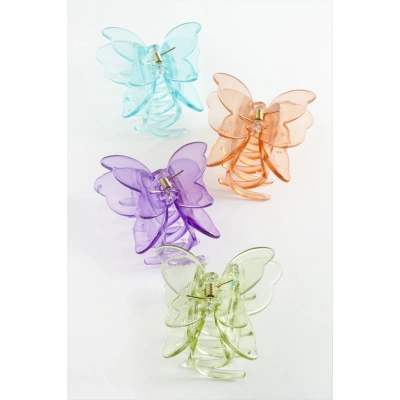 ÇOK SATAN Çift Kanatlı Şeffaf Kelebek Renkli Mandal Toka 8 cm