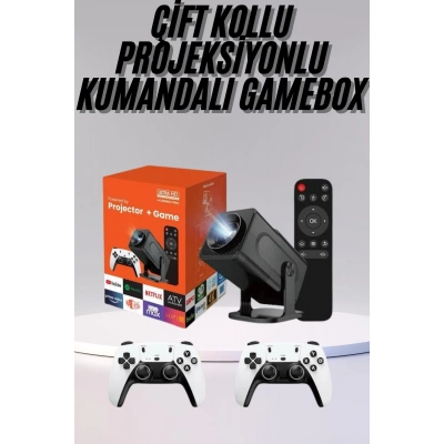 ÇOK SATAN Çift Kollu Game Box Projeksiyon Cihazı Kumandalı Android Tv Dahili Hoparlör