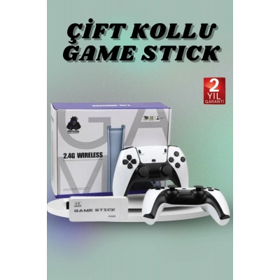 ÇOK SATAN Çift Oyun Kollu 4K HD Ekran Nostaljik 20.000 Oyunlu Beyaz Game Stick