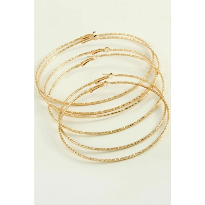 ÇOK SATAN Çizgifli Desenli Metal Halka Küpe 6 Adet