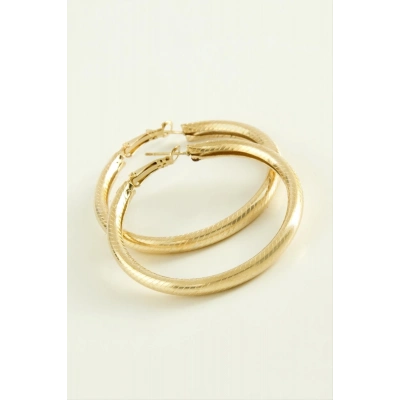 ÇOK SATAN Çizgili Boru Halka Küpe 3,5 cm