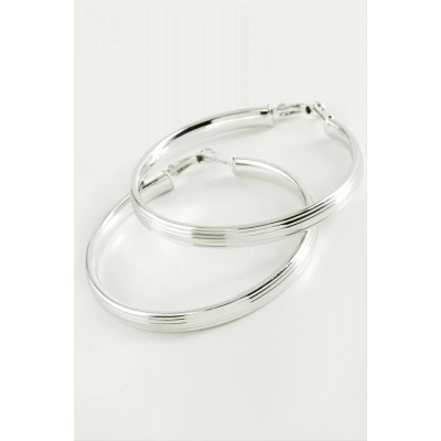 ÇOK SATAN Çizgili Halka Küpe 6 cm