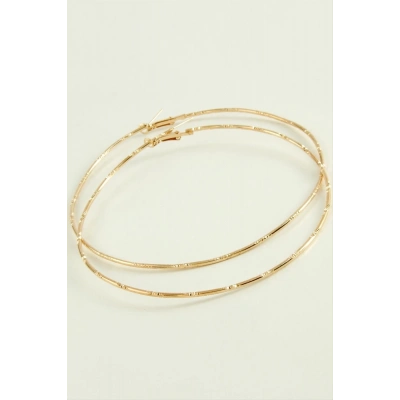 ÇOK SATAN Çizgili Metal Halka Küpe 8-9-10 cm