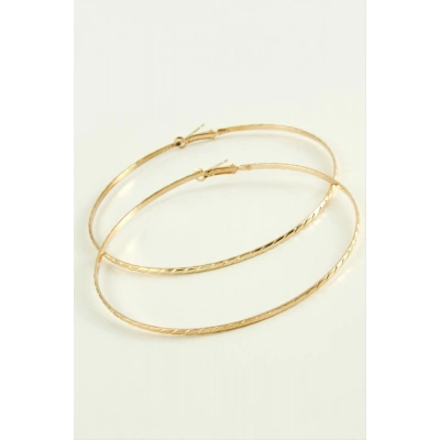 ÇOK SATAN Çizgili Metal Halka Küpe 8-9-10 cm