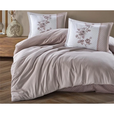 ÇOK SATAN Clasy Butik Serisi Çizgili Ranforce Çift Kişilik Nevresim Takımı Suave v2 Kahve