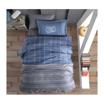 ÇOK SATAN Clasy Genç Ranforce Tek Kişilik Nevresim Takımı Campus v2 Mavi