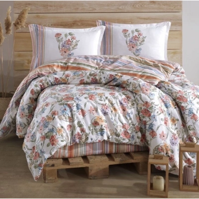 ÇOK SATAN Clasy Ranforce Nevresim Takımı Çift Kişilik Zemi V1 Pudra