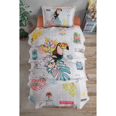 ÇOK SATAN Clasy Tek Kişilik Yatak Örtüsü Paradise v1 Somon