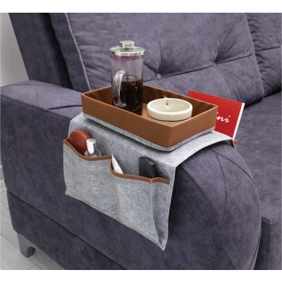 ÇOK SATAN Çok Amaçlı Deri Şeritli Cepli Koltuk Kenarı Düzenleyici 03938