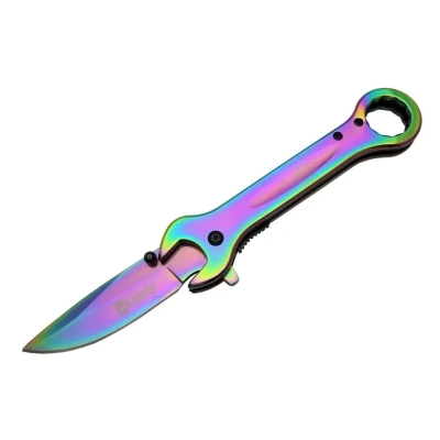 ÇOK SATAN Columbia 8000A Anahtar Görünümlü Renkli Kamp Çakı 19 cm - Otomatik, Metal Sap