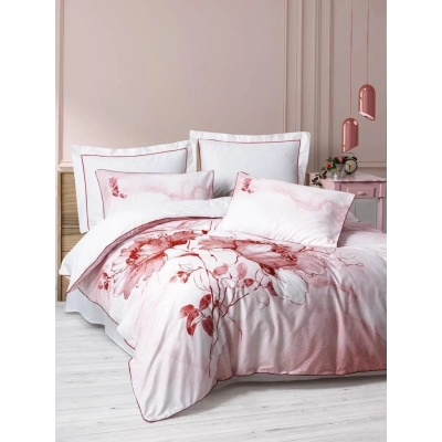 ÇOK SATAN Cotton Box Çift Kişilik Elit Saten Nevresim Takımı Gules Kırmızı