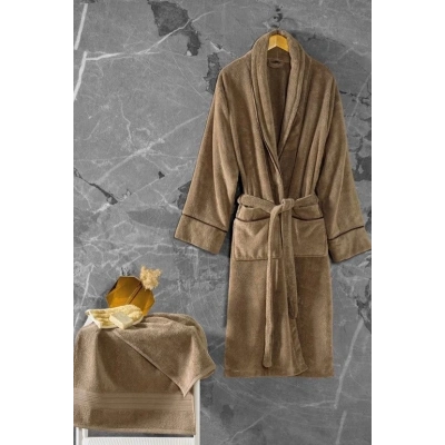 ÇOK SATAN Cotton Box Exclusive Single Bornoz Seti Bej L/xl