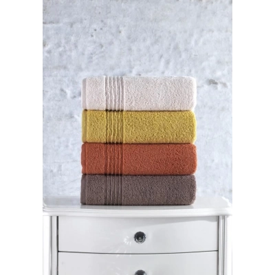 ÇOK SATAN Cotton Box Plump 50x90 4lü Havlu Seti Mercan Sarı Kahve Bej