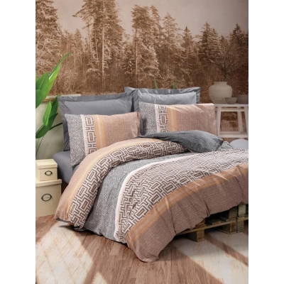 ÇOK SATAN Cotton Box Toprak Vertu Antrasit Çift Kişilik Nevresim Takımı
