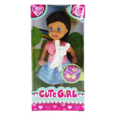 ÇOK SATAN Cute Girl Beyaz Köpekli ve Kumral Mini Bebek