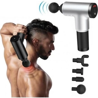 ÇOK SATAN Darbeli Titreşimli Tabanca Masaj Aleti Kas Rahatlatıcı 4 Başlıklı Şarjlı Göbek Eritme Cihazı Zayıflama Ve Selülit Giderme