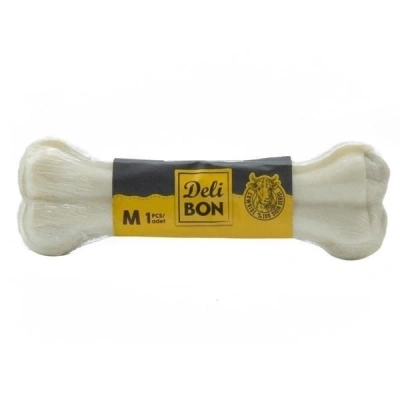 ÇOK SATAN Delibon Deri Pres Vakumlu Kemik Köpek Ödülü Beyaz 15 Cm 1 Adet