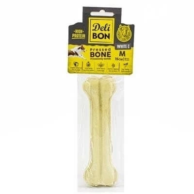 ÇOK SATAN Delibon Deri Press Köpek Kemik Ödülü Medium Beyaz 15 Cm 1 Adet