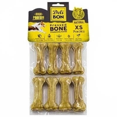 ÇOK SATAN Delibon Deri Press Köpek Kemik Ödülü Xsmall Naturel 7 Cm 8 Adet