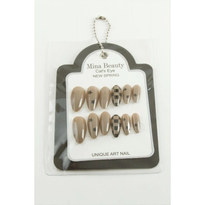 ÇOK SATAN Desenli Mina Beauty Kedi Gözü Takma Tırnak
