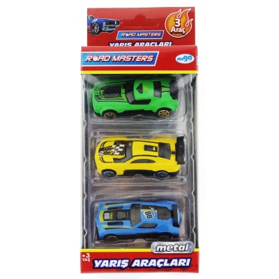 ÇOK SATAN Die Cast Metal 3lü Yarış Arabaları Yeşil Araçlı