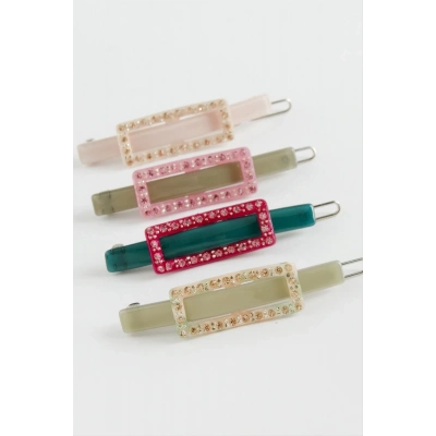 ÇOK SATAN Dikdörtgen Taşlı Klipsli Toka