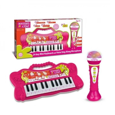 ÇOK SATAN Elektronik 24 Tuşlu Mikrofonlu Org Seti Pembe