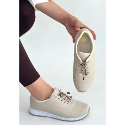 Finna Bej Cilt Bağcıklı Spor Ayakkabı