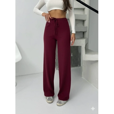 Fitilli şardonlu pantolon bordo a4058