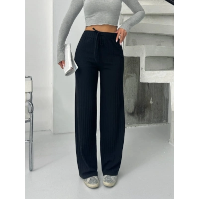 Fitilli şardonlu pantolon siyah a4058