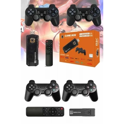 ÇOK SATAN Game Stick Çift Oyun Konsolu Smart TV Game Box 8k Ultra HD 64 Gb