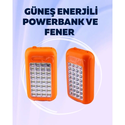 ÇOK SATAN Gold Silver GS-875 Outdoor Powerbank & Işıldak – Güneş Paneli, 32 LED, 10000 mAh, Çift Çıkış