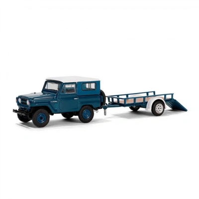 ÇOK SATAN Greenlight 1/64 Hitch & Tow Series 31 - 1961 Nissan Patrol Hard Top with Utility Trailer