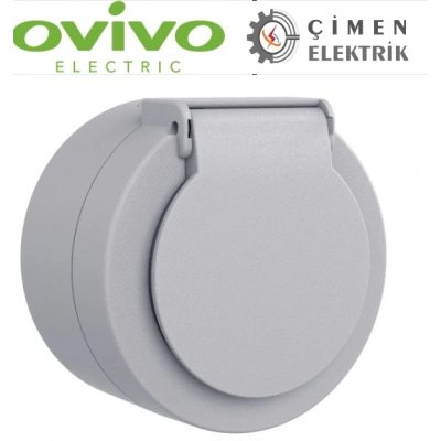 ÇOK SATAN Gri Kapaklı Topraklı Priz Sıva Üstü