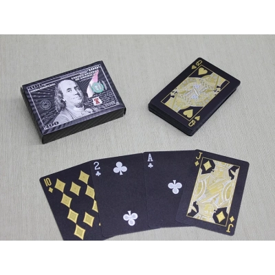 ÇOK SATAN Gümüş Dolar Tasarımlı Siyah İskambil Oyun Kartı