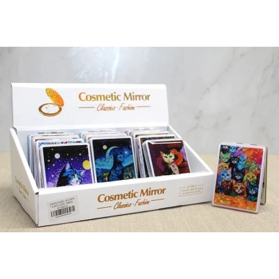 ÇOK SATAN Hareketli Sulu Detaylı Kedi Figürlü El Aynası Alk4579