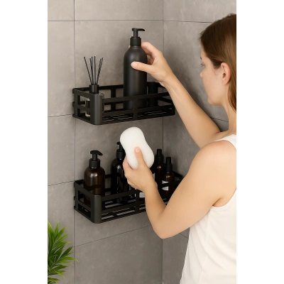 ÇOK SATAN İkili Yapışkanlı Raf Duş Rafı Banyo Rafı Mutfak Rafı Organizer Düzenleyici Saklayıcı Sabunluk Şampuanlık