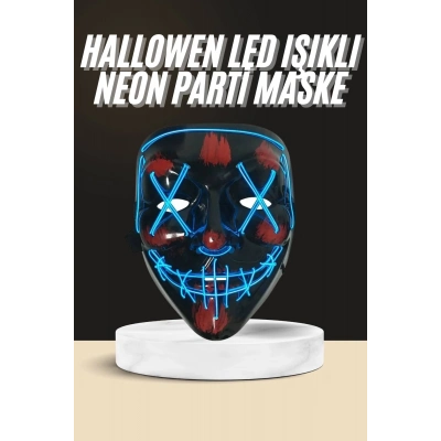 ÇOK SATAN Işıklı Led Maske Parti Eğlence Maskesi Hallowen Neon Maske