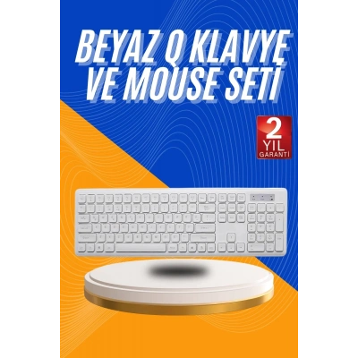 ÇOK SATAN Kablosuz Klavye Mouse Seti Beyaz Q Klavye Tüm Cihazlara Uyumlu