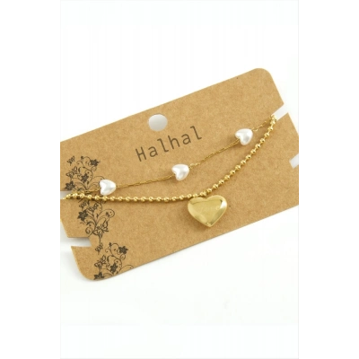 ÇOK SATAN Kalp Lüks İnci Çelik Halhal