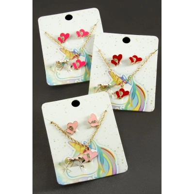 ÇOK SATAN Kalp Mineli Set Kolye