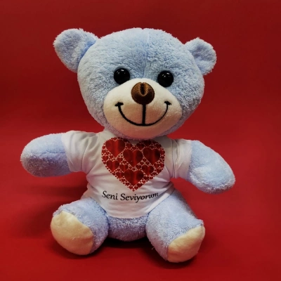 ÇOK SATAN Kalpli Seni Seviyorum Yazılı Tişörtlü Peluş Ayıcık