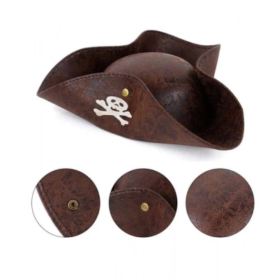 ÇOK SATAN Kaptan Jack Korsan Şapkası Vinleks Deri Denizci Korsan Şapkası