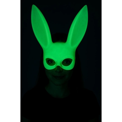 ÇOK SATAN Karanlıkta Parlayan Fosforlu Tavşan Maskesi – Glow Bunny Masquerade Maske (32x22 cm)