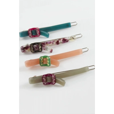 ÇOK SATAN Kare Taşlı Klipsli Toka