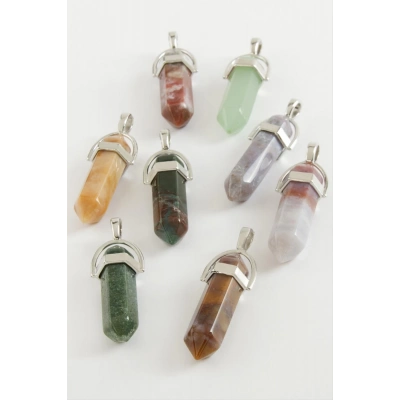 ÇOK SATAN Karışık Akik Point Kolye Ucu